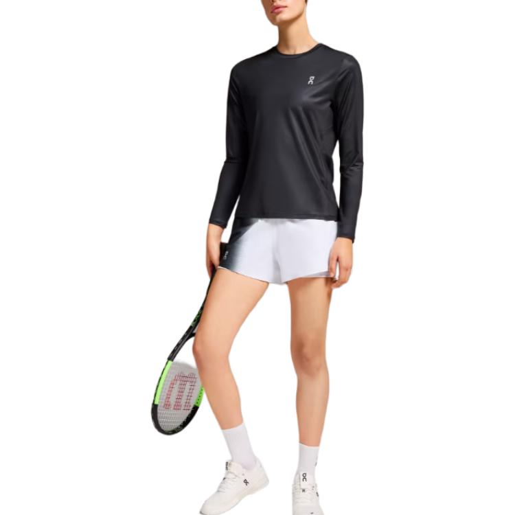 Lookbook (W) ON Running Court 長袖運動上衣 黑色舒適圓領長袖T恤 1WE12880553