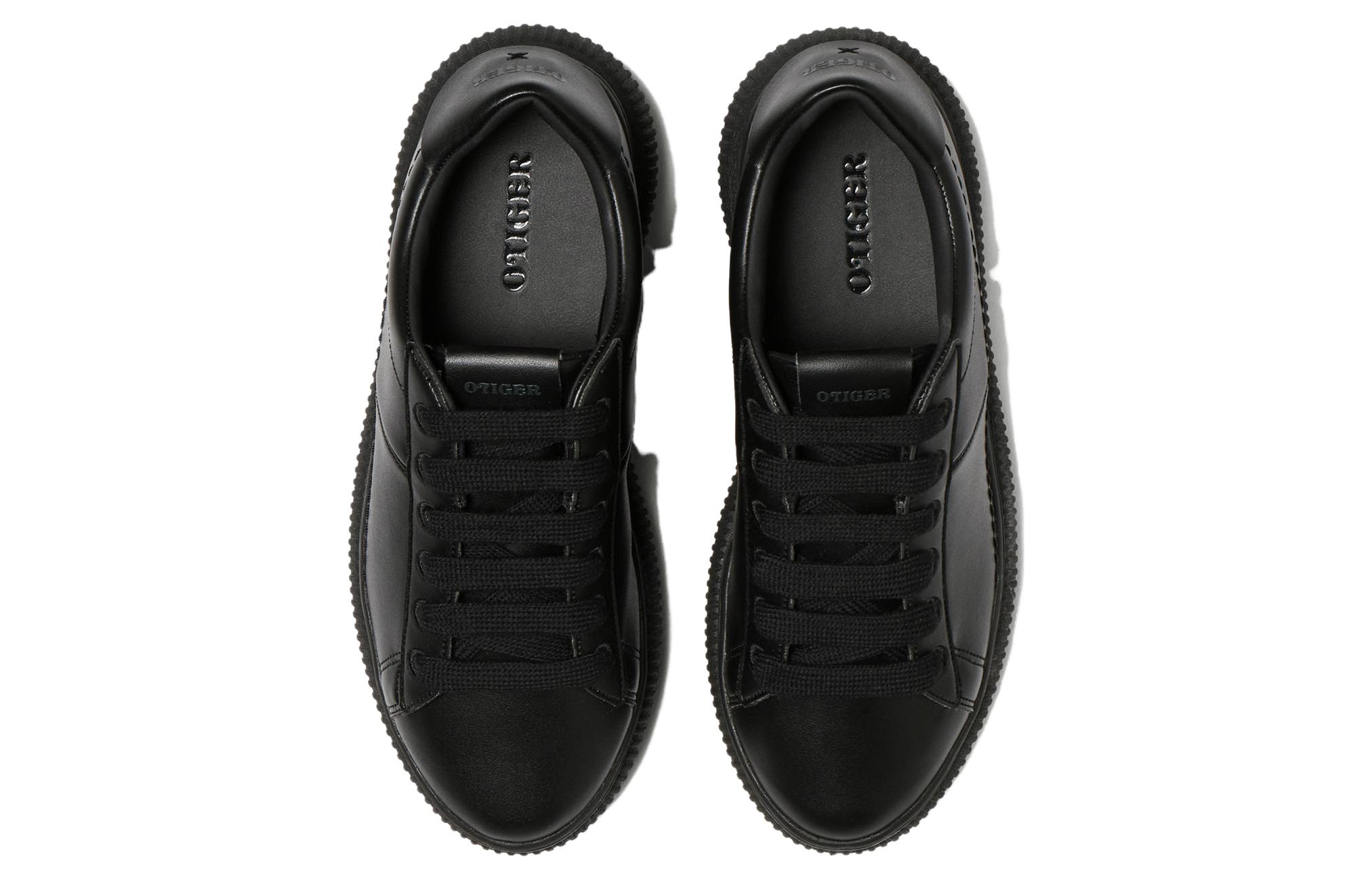 Shop Onitsuka Tiger鬼塚虎 圓頭繫帶 耐磨 低幫 板鞋 女款 黑色