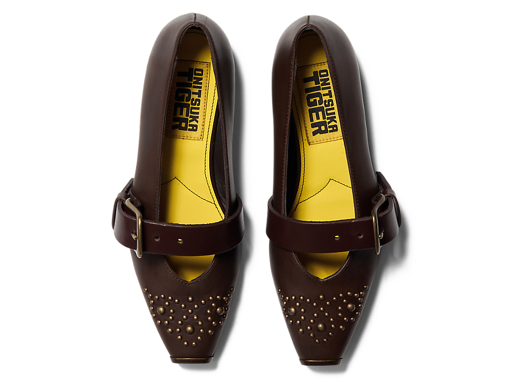 Details for (W) ONITSUKA TIGER TIGER BALLERINA STUDS COKLAT STORM/EMAS TULEN 1182A682-200