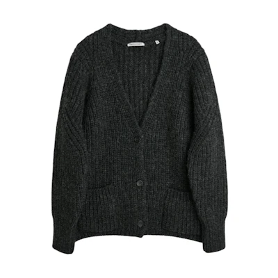 (Women) OUR LEGACY Black V-Neck Long Sleeve Knitted Cardigan Sweater Plain W4223WCGM