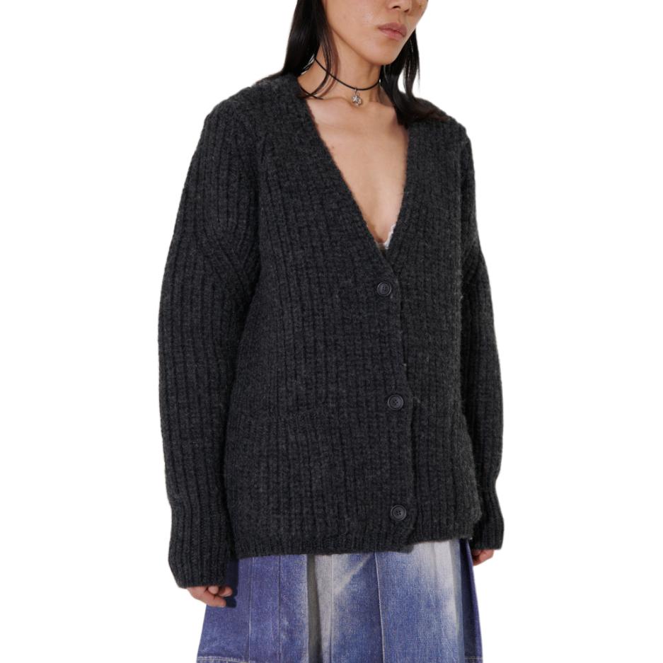 Purchase (W) OUR LEGACY Hitam V-Neck Lengan Panjang Cardigan Rajut Polos Sweater W4223WCGM