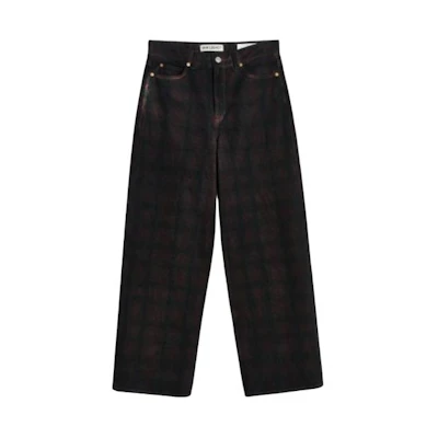 (Women) OUR LEGACY Full Cut Plaid Print Pants Brown W2235FOB