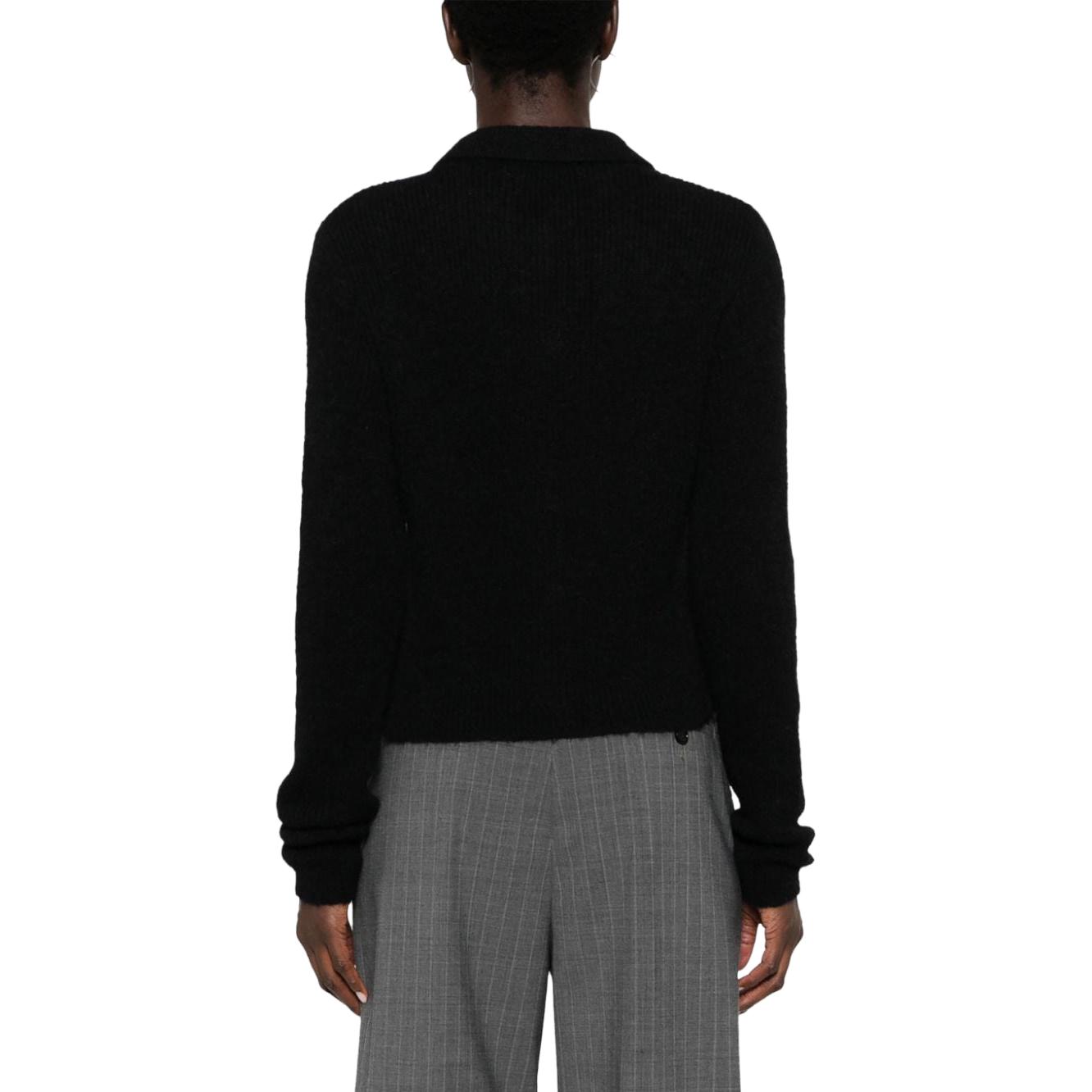 Shop (W) OUR LEGACY FW23 Kardigan Rajut Hitam Solid dengan Kancing Fitted. W4233MB