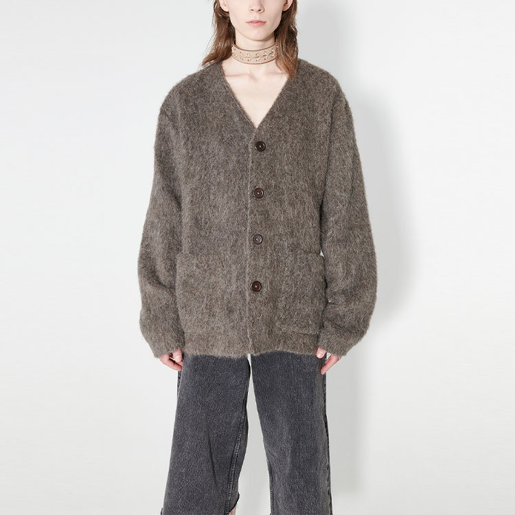 Purchase (W) OUR LEGACY FW23 Sweater Rajut V-Neck Longgar Moiré Abu-abu. W4236CM