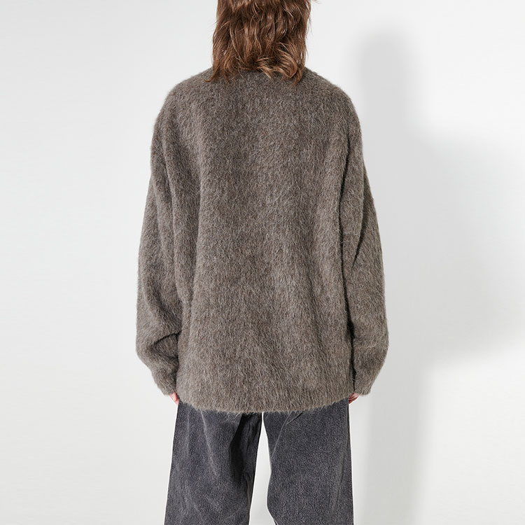 Details for (W) OUR LEGACY FW23 Sweater Rajut V-Neck Longgar Moiré Abu-abu. W4236CM