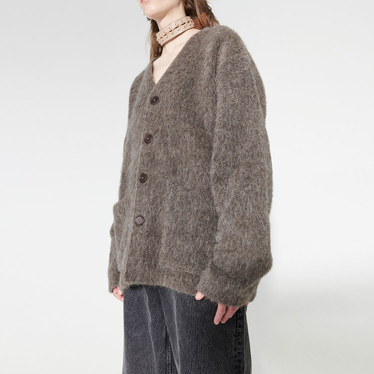 Sizing (W) OUR LEGACY FW23 Sweater Rajut V-Neck Longgar Moiré Abu-abu. W4236CM