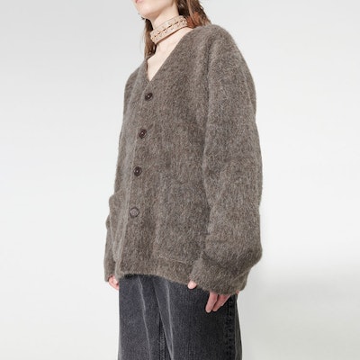 (W) OUR LEGACY FW23 Sweater Rajut V-Neck Longgar Moiré Abu-abu. W4236CM Sizing (W) OUR LEGACY FW23 Sweater Rajut V-Neck Longgar Moiré Abu-abu. W4236CM