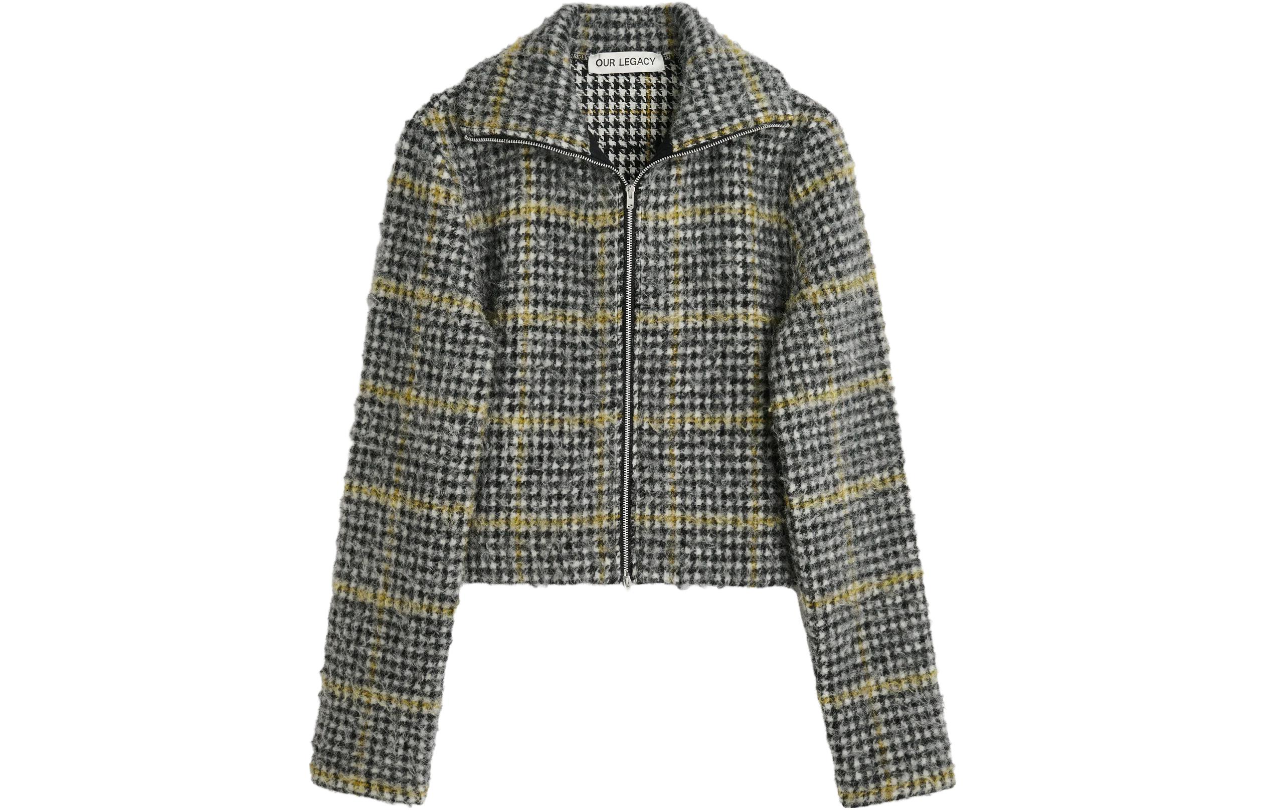 Order (W) OUR LEGACY FW23 Jaket Slim Fit Kerah Houndstooth Hitam W4236SPH