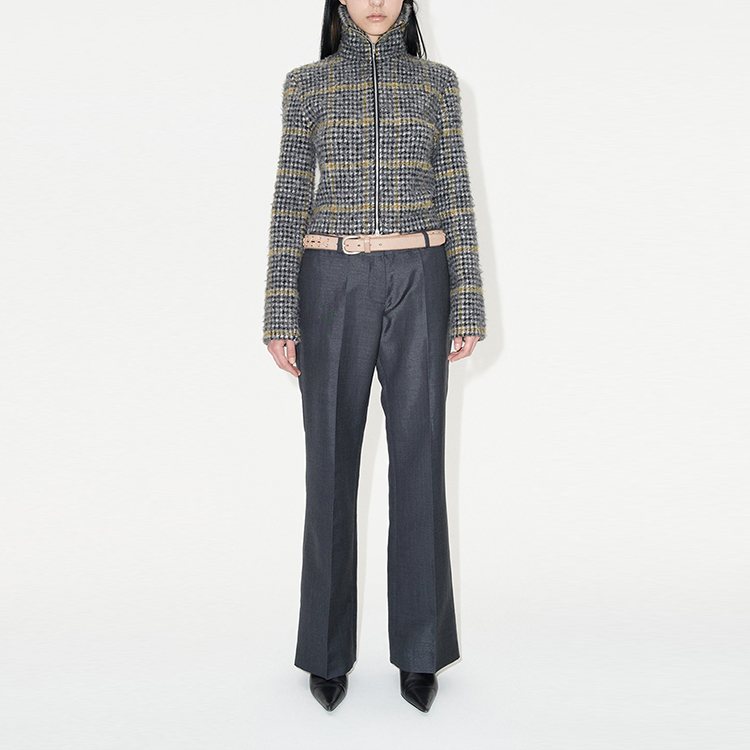 Lookbook (W) OUR LEGACY FW23 Jaket Slim Fit Kerah Houndstooth Hitam W4236SPH