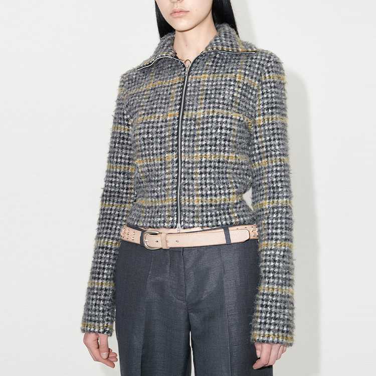 Purchase (W) OUR LEGACY FW23 Jaket Slim Fit Kerah Houndstooth Hitam W4236SPH