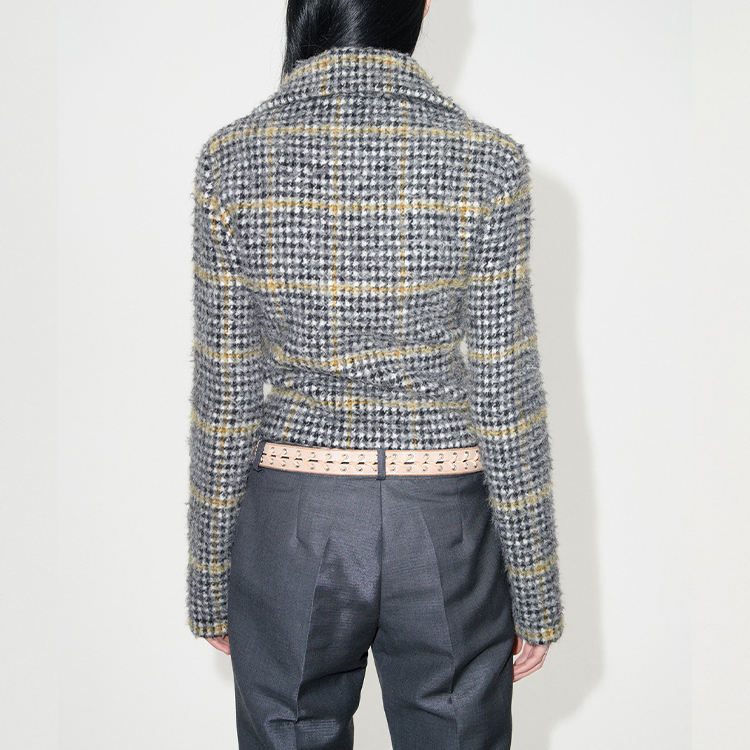 Details for (W) OUR LEGACY FW23 Jaket Slim Fit Kerah Houndstooth Hitam W4236SPH