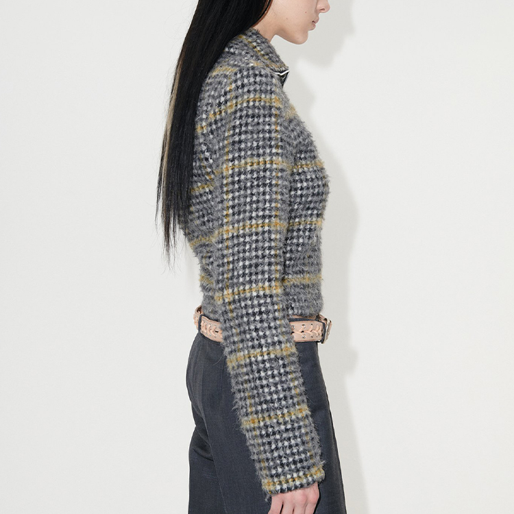 Sizing (W) OUR LEGACY FW23 Jaket Slim Fit Kerah Houndstooth Hitam W4236SPH