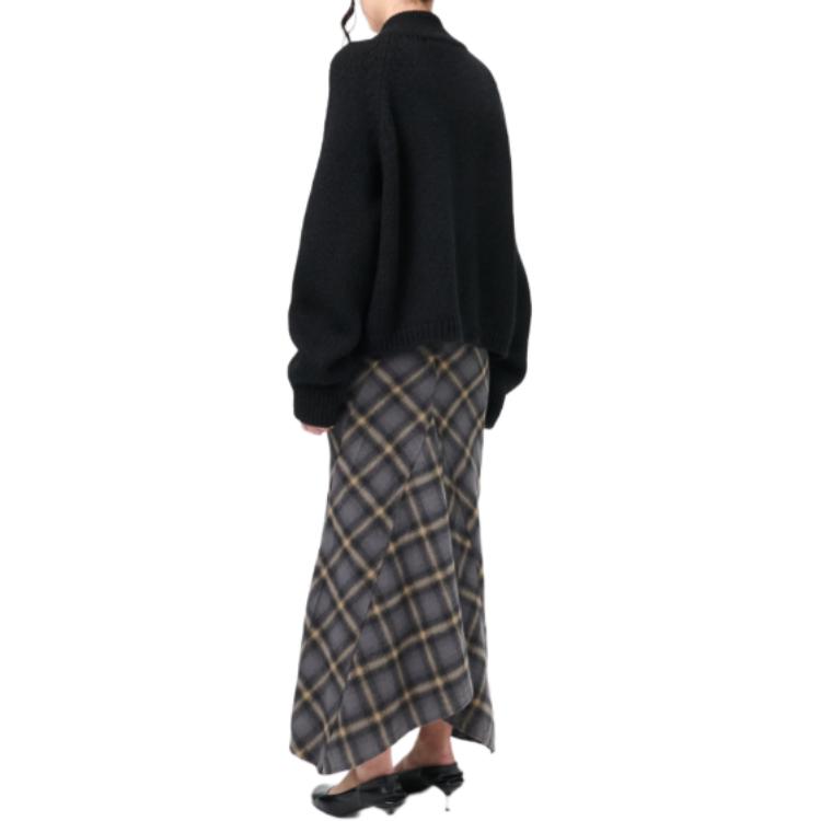 Shop (W) OUR LEGACY FW24 Zip-Up Cropped Loose Knit Sweater Hitam. W4243UJ