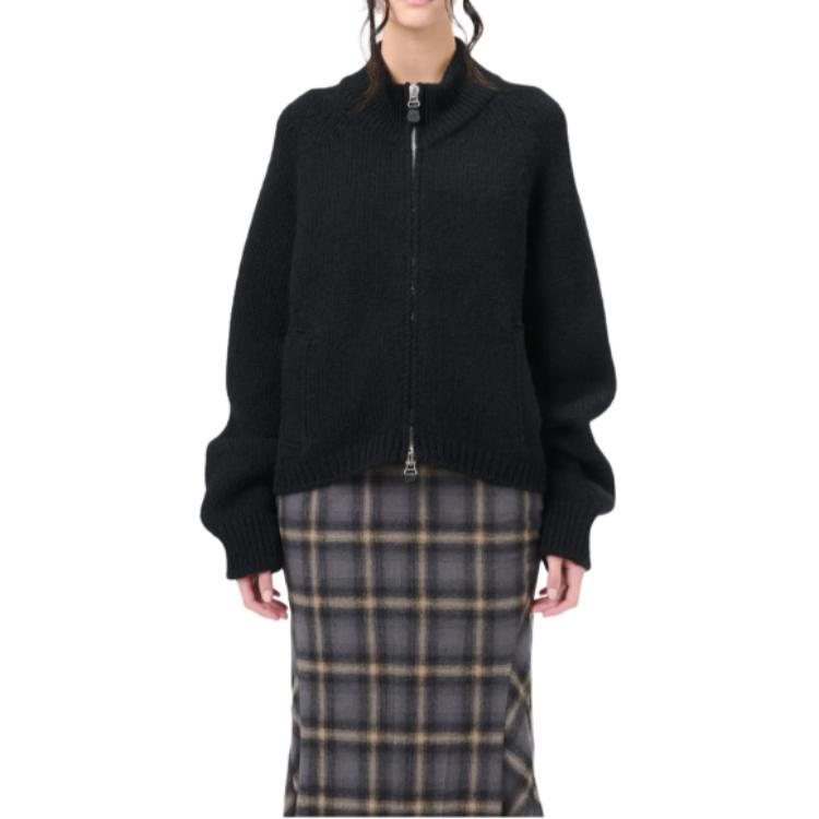 Purchase (W) OUR LEGACY FW24 Zip-Up Cropped Loose Knit Sweater Hitam. W4243UJ