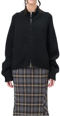 (W) OUR LEGACY FW24 Zip-Up Cropped Loose Knit Sweater Hitam. W4243UJ Purchase (W) OUR LEGACY FW24 Zip-Up Cropped Loose Knit Sweater Hitam. W4243UJ