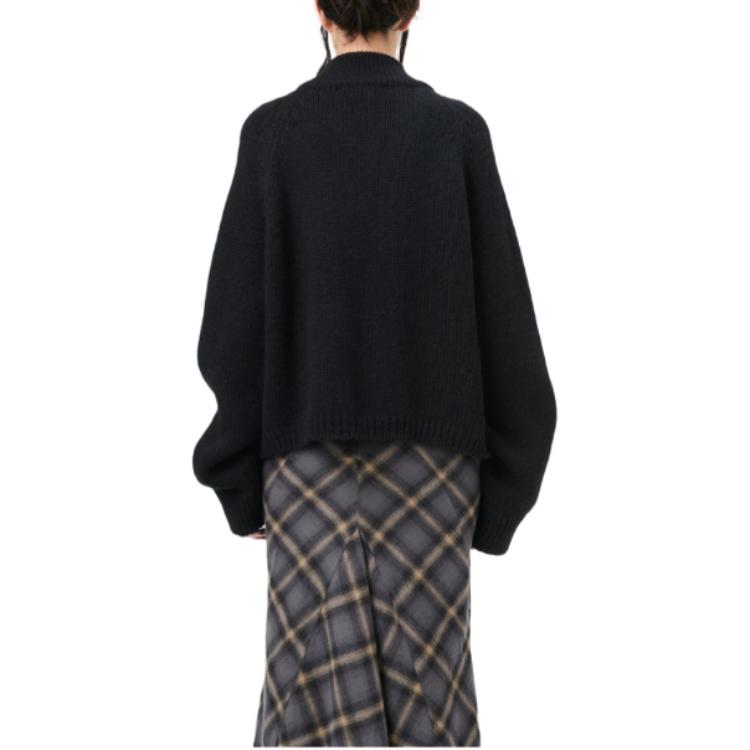 Details for (W) OUR LEGACY FW24 Zip-Up Cropped Loose Knit Sweater Hitam. W4243UJ