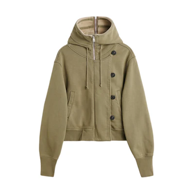 (Women) OUR LEGACY SS24 Solid Color Zip Hoodie Jacket Olive Green W2246FC