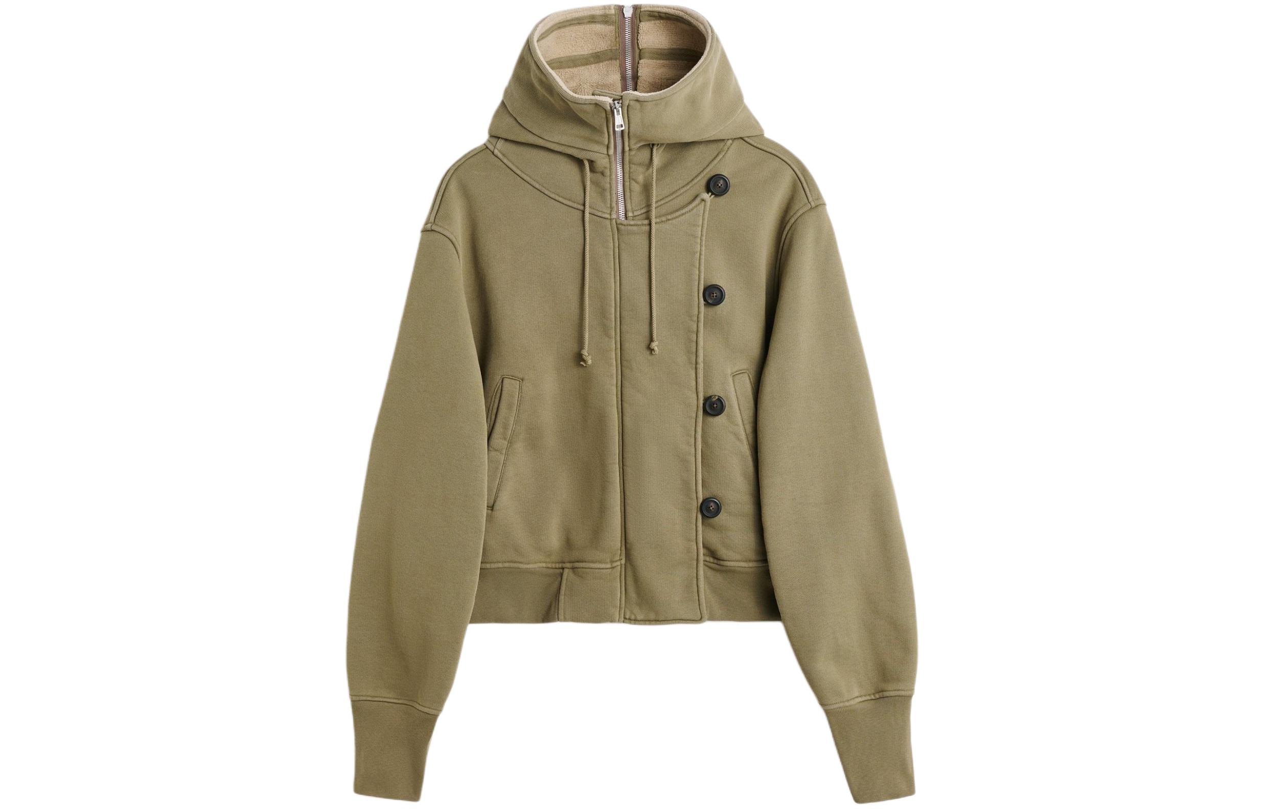 Order (W) OUR LEGACY SS24 Chaqueta Hoodie con Cremallera Verde Oliva sólido. W2246FC