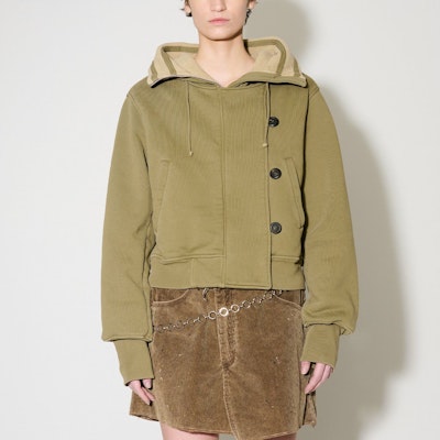 (W) OUR LEGACY SS24 Chaqueta Hoodie con Cremallera Verde Oliva sólido. W2246FC Shop (W) OUR LEGACY SS24 Chaqueta Hoodie con Cremallera Verde Oliva sólido. W2246FC