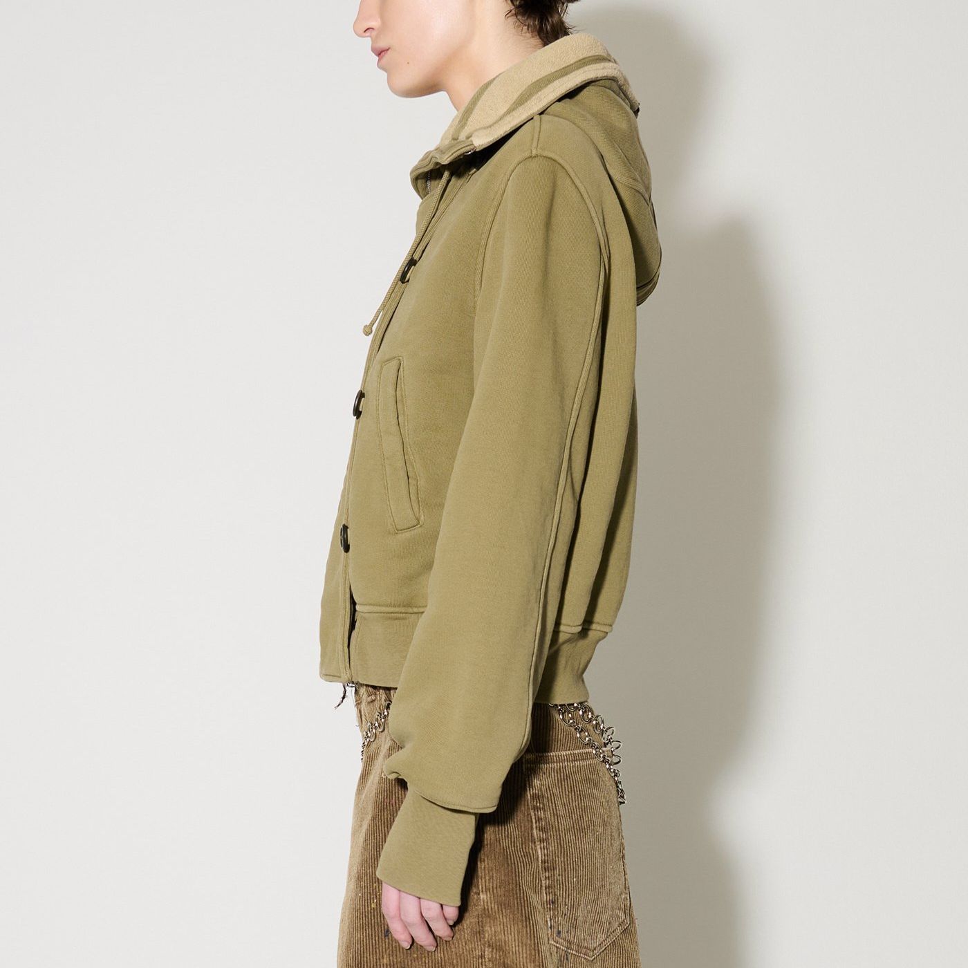 Details for (W) OUR LEGACY SS24 Chaqueta Hoodie con Cremallera Verde Oliva sólido. W2246FC