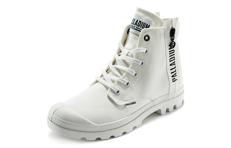 Order (W) Palladium Pampa 2 Zip Arrière Toile Blanche Hautes 97084-116-M