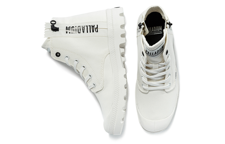Shop (W) Palladium Pampa 2 Zip Arrière Toile Blanche Hautes 97084-116-M