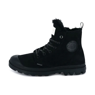 (W) Palladium Pampa Hi Zip 'Fur-Lined Black'