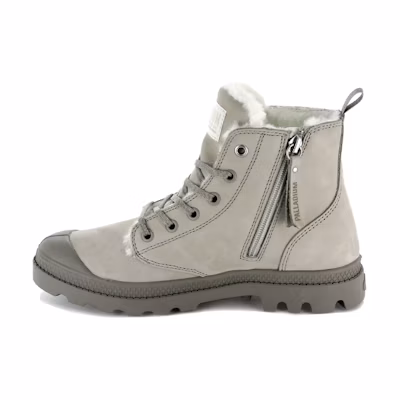 (W) Palladium Pampa Hi Zip 'Grey Fur-Lined'