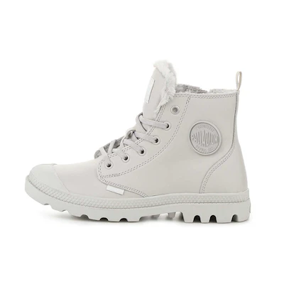 (W) Palladium Pampa Hi Zip Leather 'Light Grey'