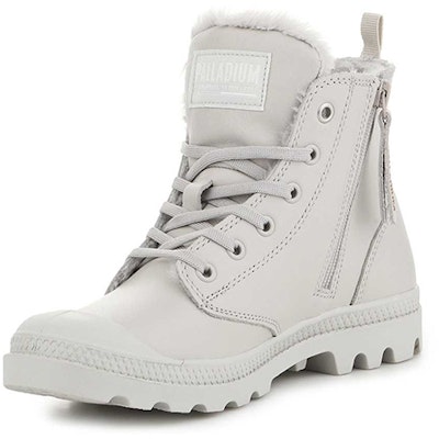Palladium Pampa Hi Zip 皮革耐磨防滑戶外靴 女款 淺灰 Shop Palladium Pampa Hi Zip 皮革耐磨防滑戶外靴 女款 淺灰