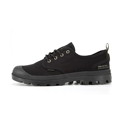 (W) Palladium Pampa OX HTG Supply 'Tide Low-Top Black Canvas'