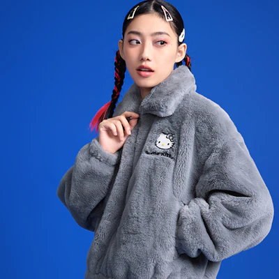 (W) PALLADIUM x Hello Kitty 粉色絨毛外套甜美酷炫刺繡款 199817 2