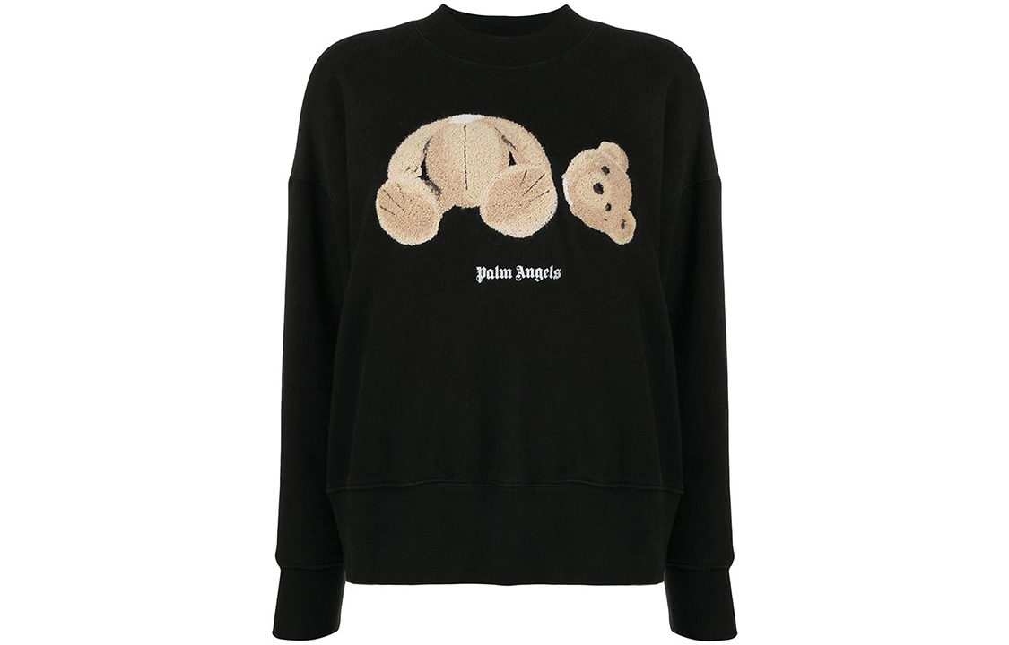 (Women) PALM ANGELS  Black Decapitated Bear Graphic Sweatshirt PWBA017S21FLE0071060