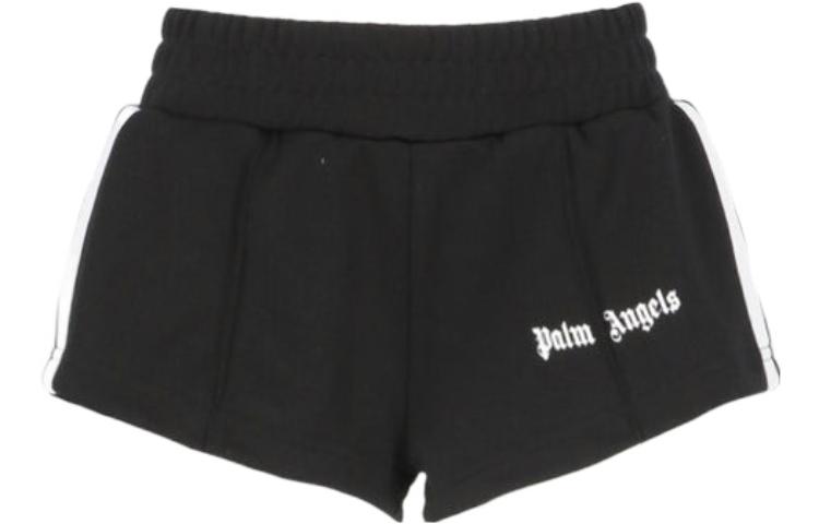 (Women) Palm Angels  Black Logo Print Casual Shorts. PWCB003C99FAB001TRACK1001
