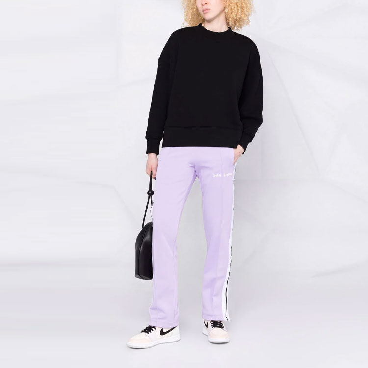 Lookbook (W) PALM ANGELS Sudadera Negra de Manga Larga con Logo Impreso. PWBA017C99FLE0011001