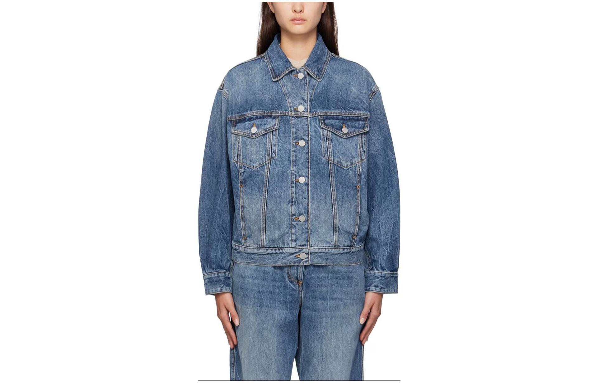 (Women) Palm Angels  Oversized Denim Patchwork Jacket - Blue PWYE032S23DEN0014760