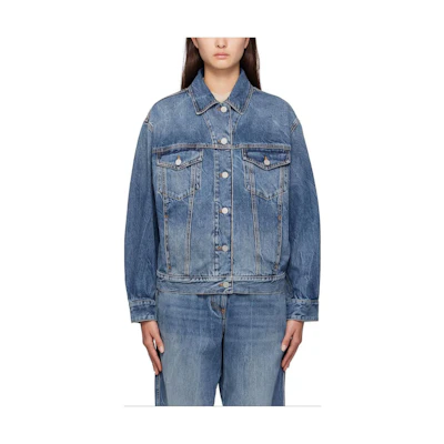 (Women) Palm Angels Oversized Denim Patchwork Jacket - Blue PWYE032S23DEN0014760