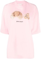 (Women) PALM ANGELS Pink Logo Bear Graphic Crewneck T-Shirt. PWAA017C99JER0013460 (Women) PALM ANGELS Pink Logo Bear Graphic Crewneck T-Shirt. PWAA017C99JER0013460