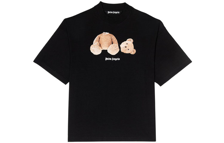 (Women) Palm Angels Bear Graphic Logo Tee Black PWAA017S20JER0011060