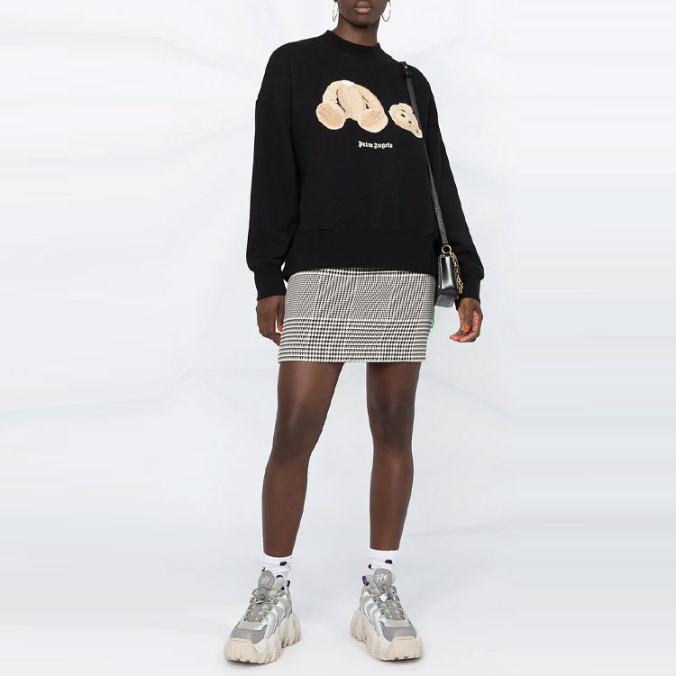 Lookbook (Women) Palm Angels Black Crewneck Sweatshirt with Bear Graphic Design PWBA017F20FLE0011060