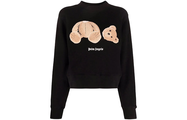 Order (Women) PALM ANGELS Black Logo Bear Print Pullover Sweatshirt. PWBA016F21FLE0011060