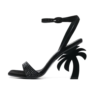(W) Palm Angels Calfskin Suede Open-Toe Buckle Sandals 'Black'