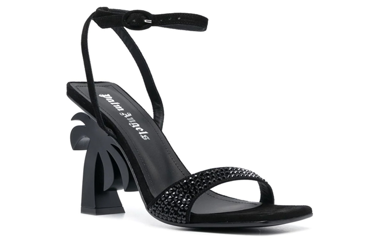 Order PALM ANGELS 絨面小牛皮 露趾搭扣 時尚涼鞋 10cm 女款 黑色