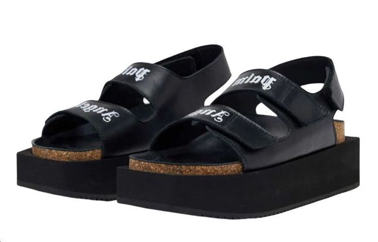 (W) Palm Angels Chunky Leather Sandals 'Black' 圖 3