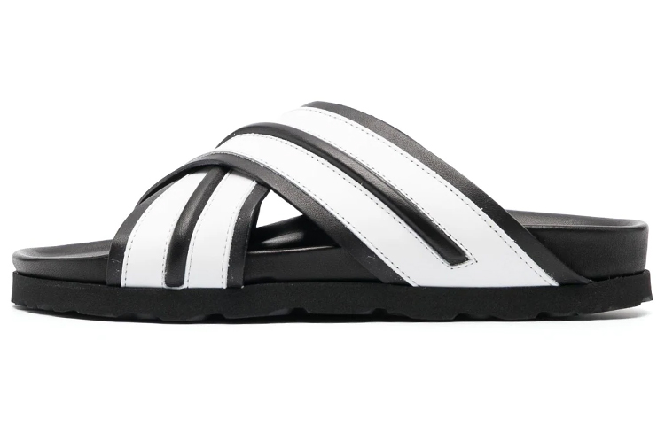 (W) Palm Angels Cross Strap Slides 'Black White'