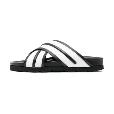 (W) Palm Angels Cross Strap Slides 'Black White'