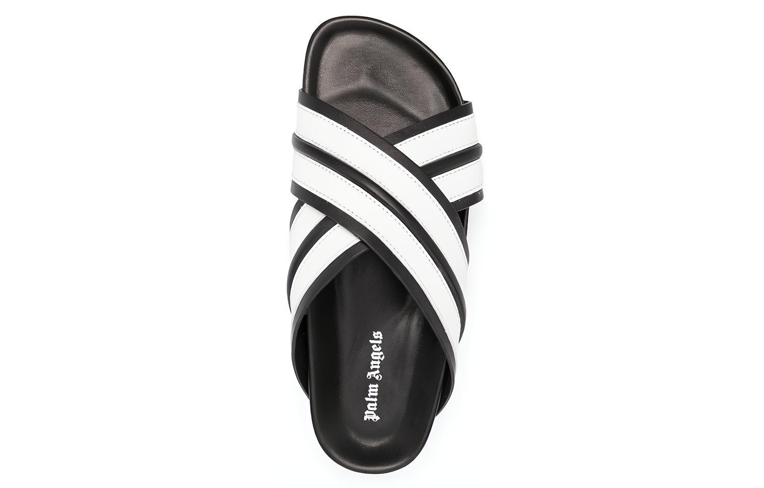 (W) Palm Angels Cross Strap Slides 'Black White' 圖 4