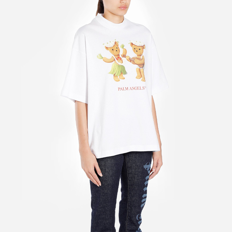 (Women) Palm Angels Dancing Bear Print White Short Sleeve T-Shirt PWAA017S20JER0070160 圖 6