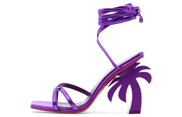 (W) Palm Angels Fashion Square-Toe 'Purple One-Strap' Sandals