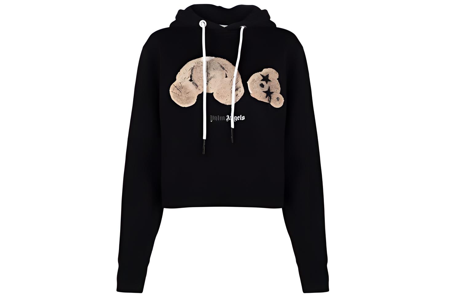 (Women) Palm Angels FW21 Black Pullover Sweatshirt with Bear Logo Design PWBB022F21FLE0021060